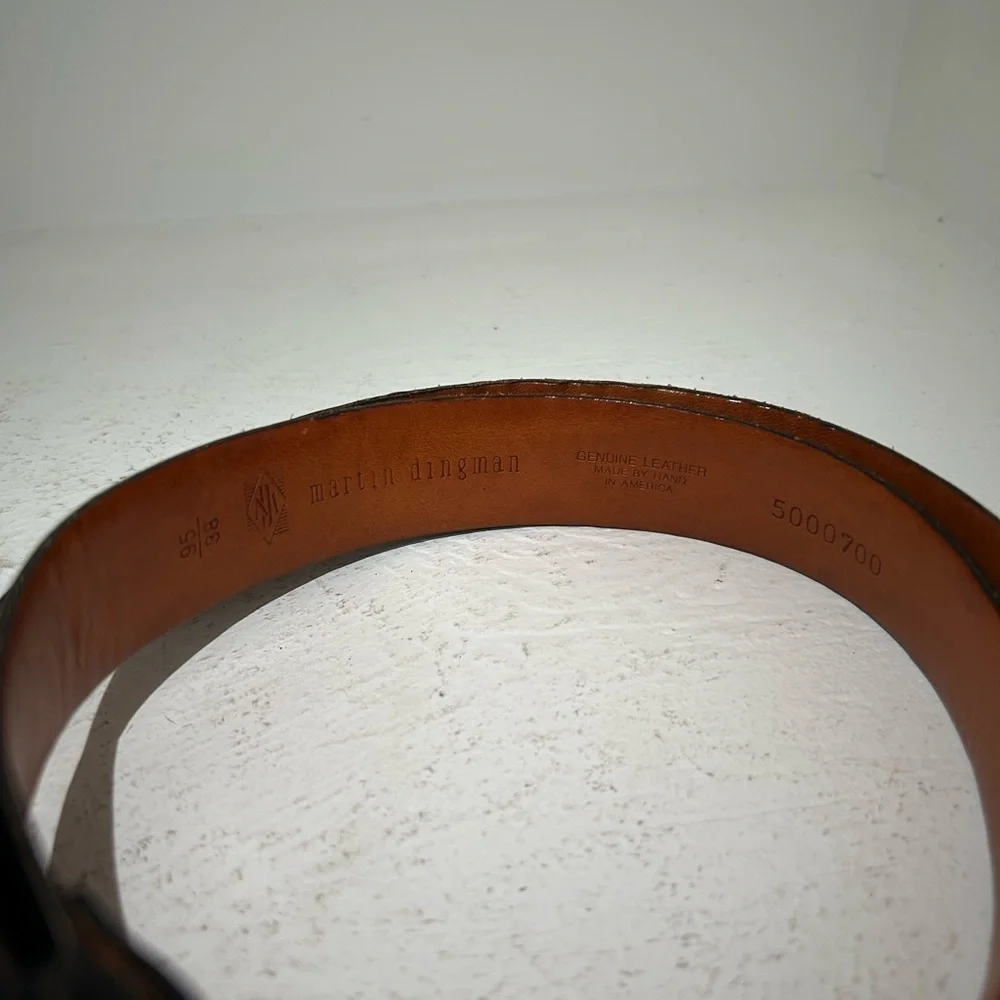 Martin Dingman Black Leather Genuine  Belt with Silver Buckle